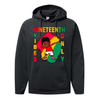 Juneteenth Vibes Only Dabbing African American Boys Performance Fleece Hoodie