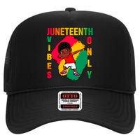 Juneteenth Vibes Only Dabbing African American Boys High Crown Mesh Back Trucker Hat