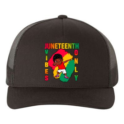 Juneteenth Vibes Only Dabbing African American Boys Yupoong Adult 5-Panel Trucker Hat