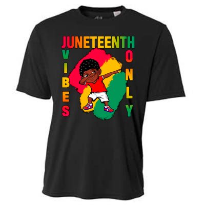 Juneteenth Vibes Only Dabbing African American Boys Cooling Performance Crew T-Shirt