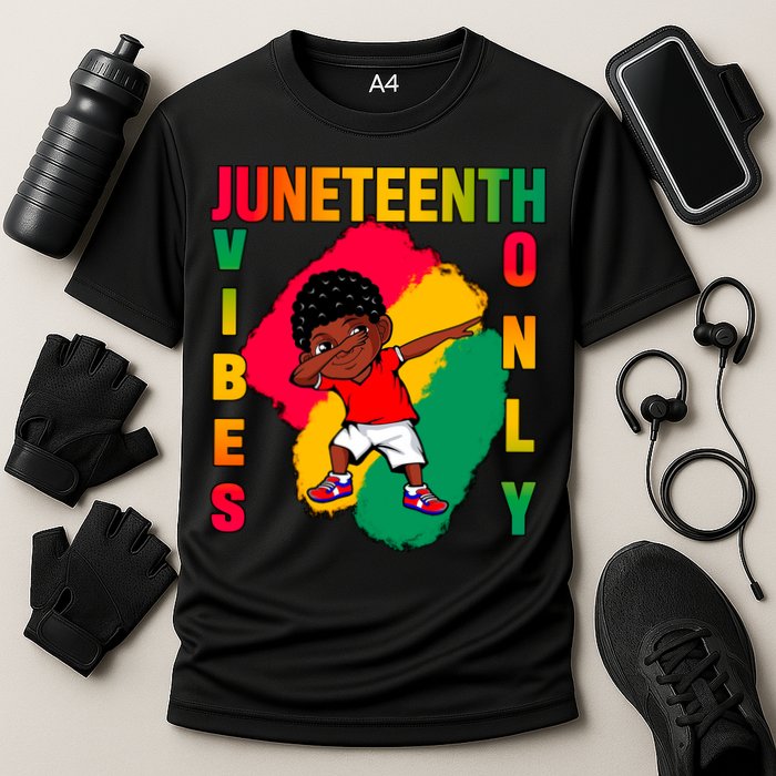 Juneteenth Vibes Only Dabbing African American Boys Performance Shirt
