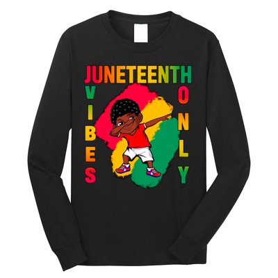 Juneteenth Vibes Only Dabbing African American Boys Long Sleeve Shirt