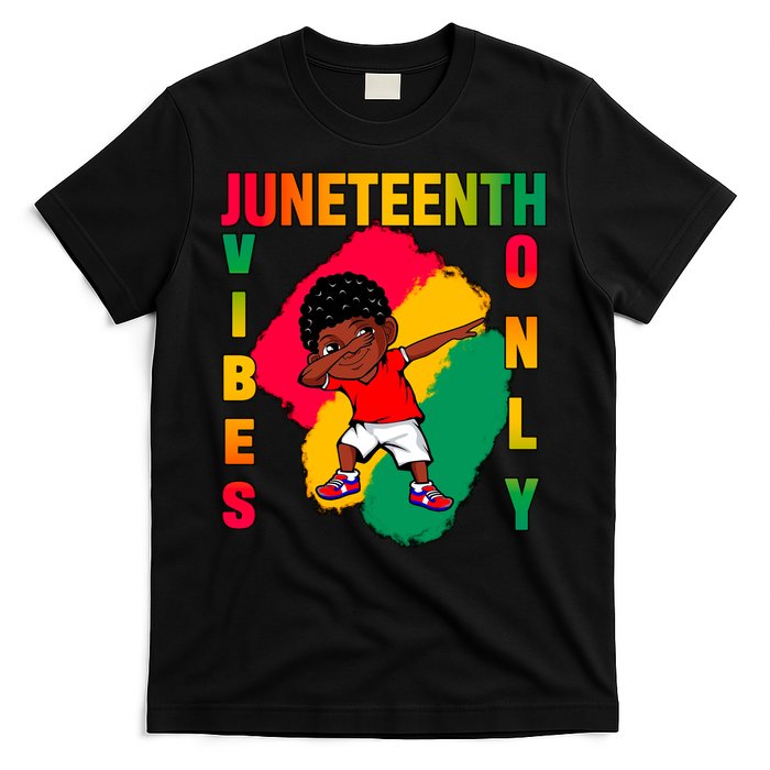 Juneteenth Vibes Only Dabbing African American Boys T-Shirt