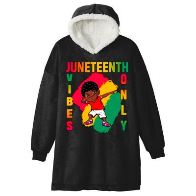 Juneteenth Vibes Only Dabbing African American Boys Hooded Wearable Blanket