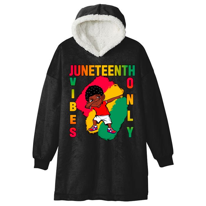 Juneteenth Vibes Only Dabbing African American Boys Hooded Wearable Blanket