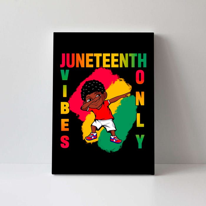 Juneteenth Vibes Only Dabbing African American Boys Canvas