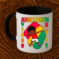 Juneteenth Vibes Only Dabbing African American Boys Mug
