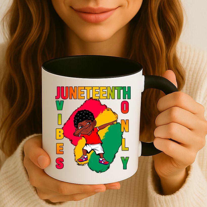 Juneteenth Vibes Only Dabbing African American Boys Mug