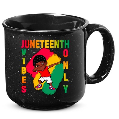 Juneteenth Vibes Only Dabbing African American Boys 15oz Campfire Ceramic Mug