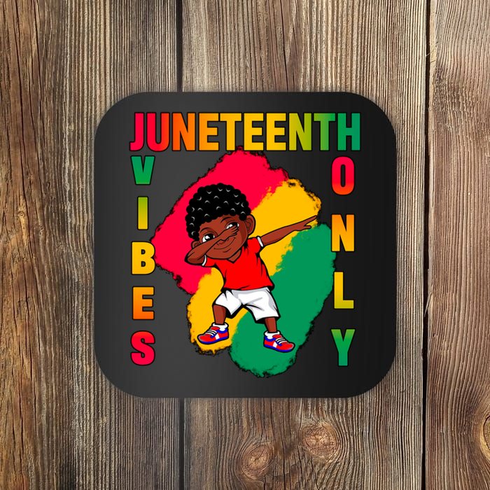 Juneteenth Vibes Only Dabbing African American Boys Coaster