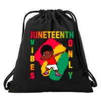 Juneteenth Vibes Only Dabbing African American Boys Drawstring Bag