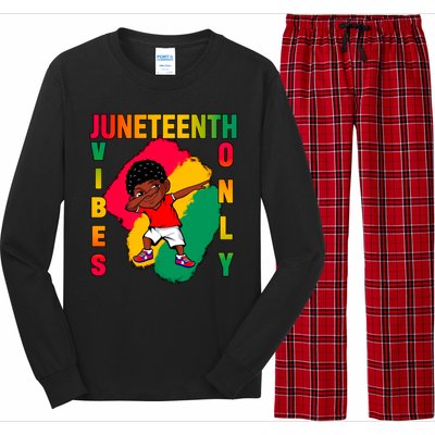 Juneteenth Vibes Only Dabbing African American Boys Long Sleeve Pajama Set