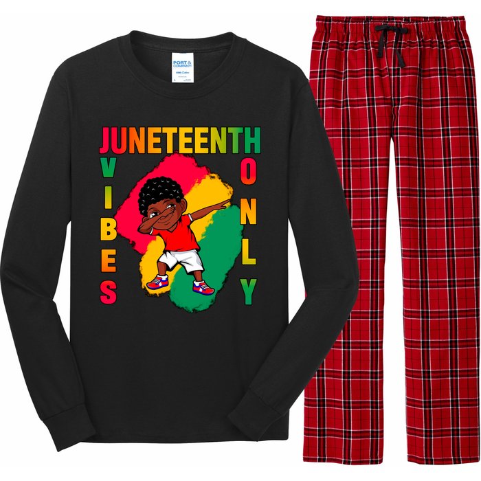 Juneteenth Vibes Only Dabbing African American Boys Long Sleeve Pajama Set