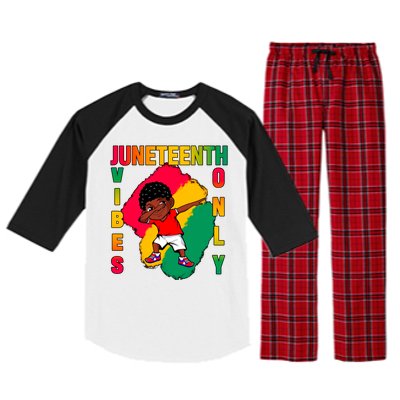 Juneteenth Vibes Only Dabbing African American Boys Raglan Sleeve Pajama Set