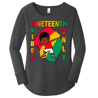 Juneteenth Vibes Only Dabbing African American Boys Women's Perfect Tri Tunic Long Sleeve Shirt