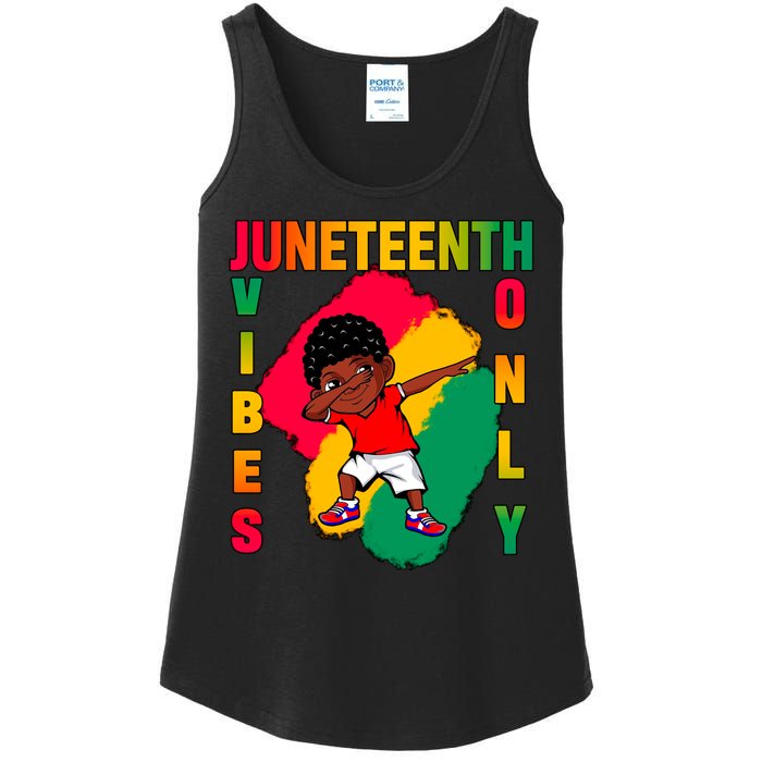 Juneteenth Vibes Only Dabbing African American Boys Ladies Essential Tank