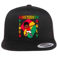 Juneteenth Vibes Only Dabbing African American Boys Flat Bill Trucker Hat