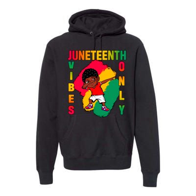 Juneteenth Vibes Only Dabbing African American Boys Premium Hoodie