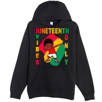 Juneteenth Vibes Only Dabbing African American Boys Premium Pullover Hoodie