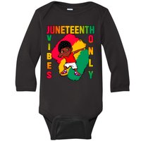 Juneteenth Vibes Only Dabbing African American Boys Baby Long Sleeve Bodysuit