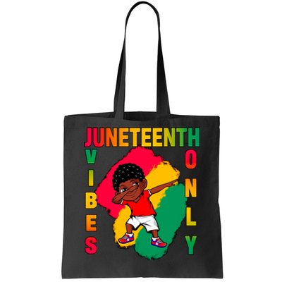 Juneteenth Vibes Only Dabbing African American Boys Tote Bag