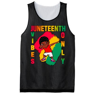 Juneteenth Vibes Only Dabbing African American Boys Mesh Reversible Basketball Jersey Tank