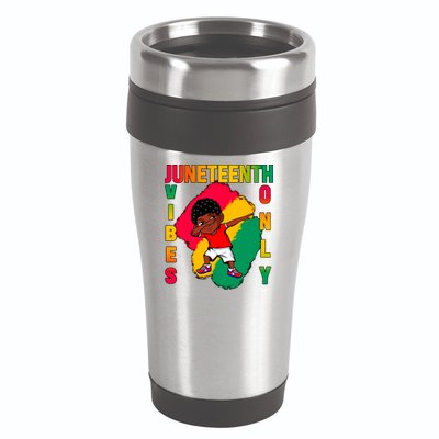 Juneteenth Vibes Only Dabbing African American Boys 16oz Travel Tumbler