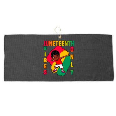 Juneteenth Vibes Only Dabbing African American Boys Large Microfiber Waffle Golf Towel