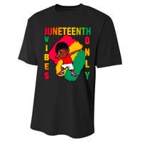 Juneteenth Vibes Only Dabbing African American Boys Performance Sprint T-Shirt