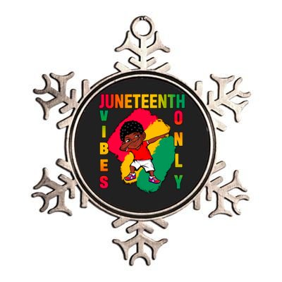 Juneteenth Vibes Only Dabbing African American Boys Metallic Star Ornament