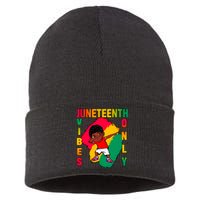 Juneteenth Vibes Only Dabbing African American Boys Sustainable Knit Beanie