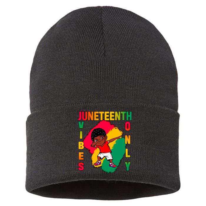 Juneteenth Vibes Only Dabbing African American Boys Sustainable Knit Beanie