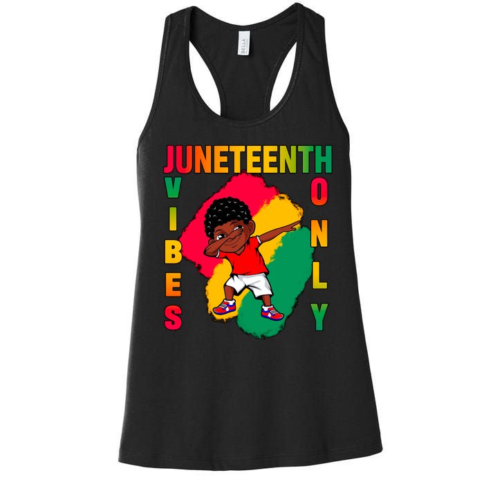 Juneteenth Vibes Only Dabbing African American Boys Women's Racerback Tank