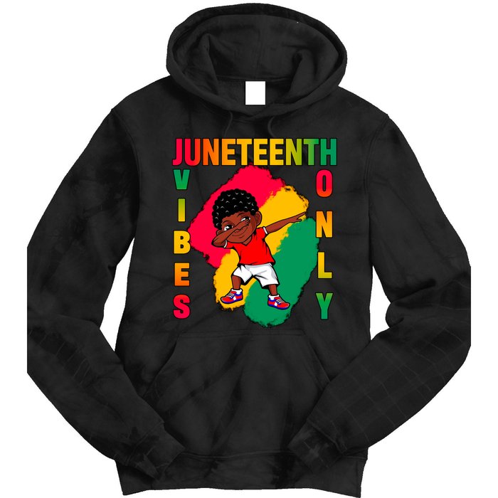 Juneteenth Vibes Only Dabbing African American Boys Tie Dye Hoodie