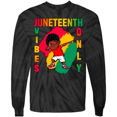 Juneteenth Vibes Only Dabbing African American Boys Tie-Dye Long Sleeve Shirt