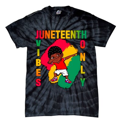 Juneteenth Vibes Only Dabbing African American Boys Tie-Dye T-Shirt