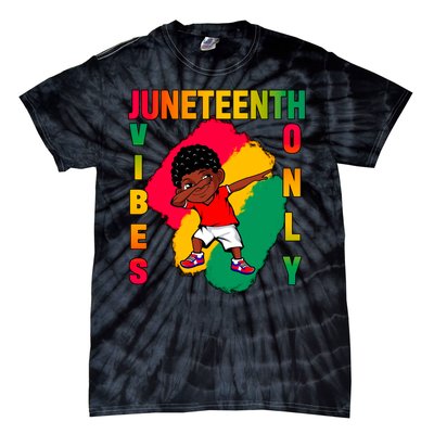 Juneteenth Vibes Only Dabbing African American Boys Tie-Dye T-Shirt