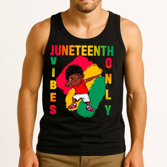 Juneteenth Vibes Only Dabbing African American Boys Tank Top