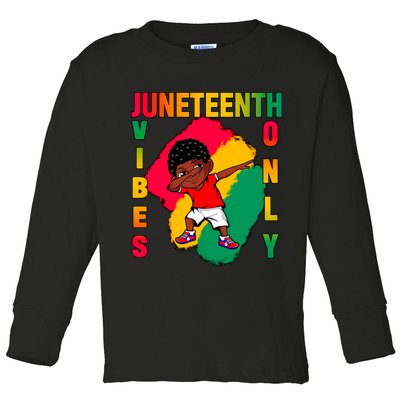 Juneteenth Vibes Only Dabbing African American Boys Toddler Long Sleeve Shirt