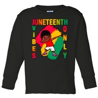 Juneteenth Vibes Only Dabbing African American Boys Toddler Long Sleeve Shirt