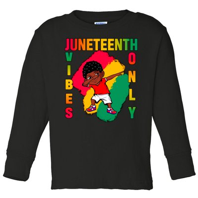 Juneteenth Vibes Only Dabbing African American Boys Toddler Long Sleeve Shirt