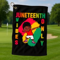 Juneteenth Vibes Only Dabbing African American Boys Golf Towel