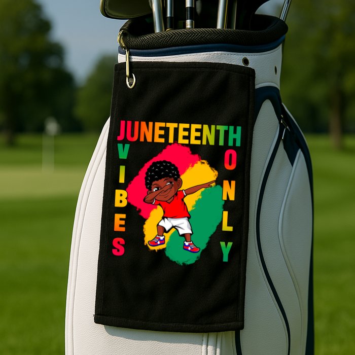 Juneteenth Vibes Only Dabbing African American Boys Golf Towel