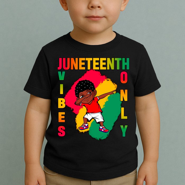 Juneteenth Vibes Only Dabbing African American Boys Toddler T-Shirt