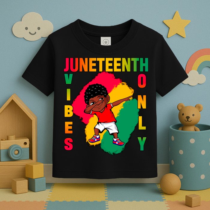 Juneteenth Vibes Only Dabbing African American Boys Toddler T-Shirt