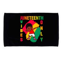 Juneteenth Vibes Only Dabbing African American Boys Microfiber Hand Towel