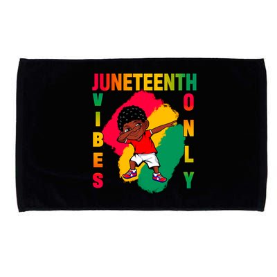 Juneteenth Vibes Only Dabbing African American Boys Microfiber Hand Towel