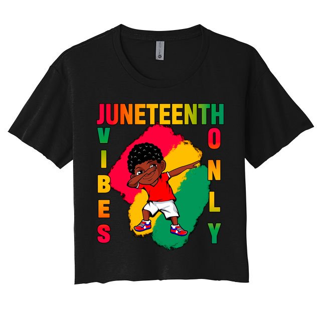 Juneteenth Vibes Only Dabbing African American Boys Crop Top