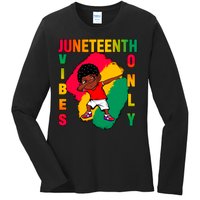 Juneteenth Vibes Only Dabbing African American Boys Ladies Long Sleeve Shirt