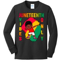 Juneteenth Vibes Only Dabbing African American Boys Kids Long Sleeve Shirt